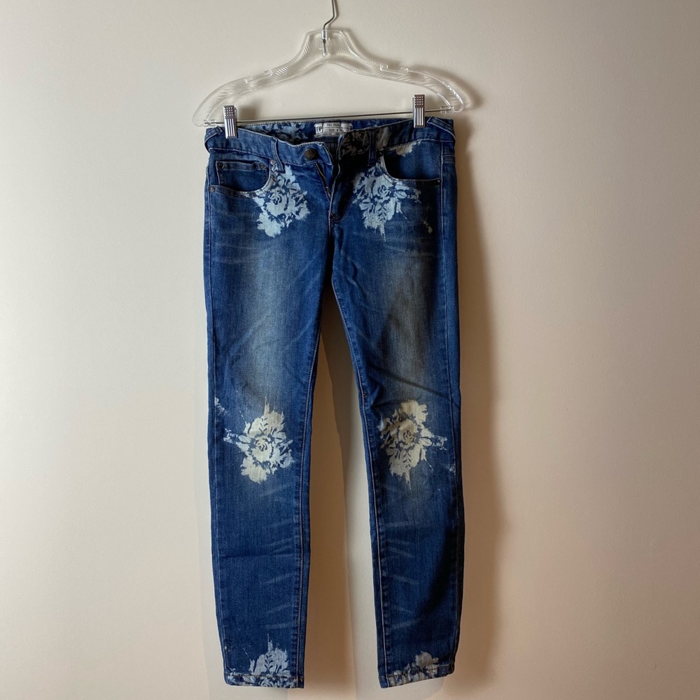 Free People Magnolia Print Skinny Jean 27